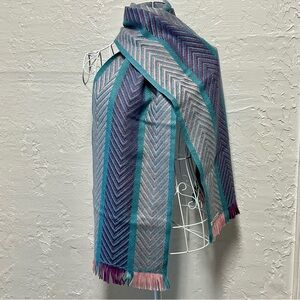 Churchill Chevron Patterned Scarf in Blue Purple Pink w/ Fringe 60 X 11